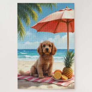 Puzzle Scène de détente de Cocker Spaniel à la plage