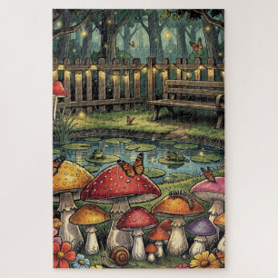 Puzzle Scène de forêt Cottagecore   Champignons fantaisis