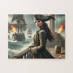 Puzzle Scène de guerre navale de pirate lady
