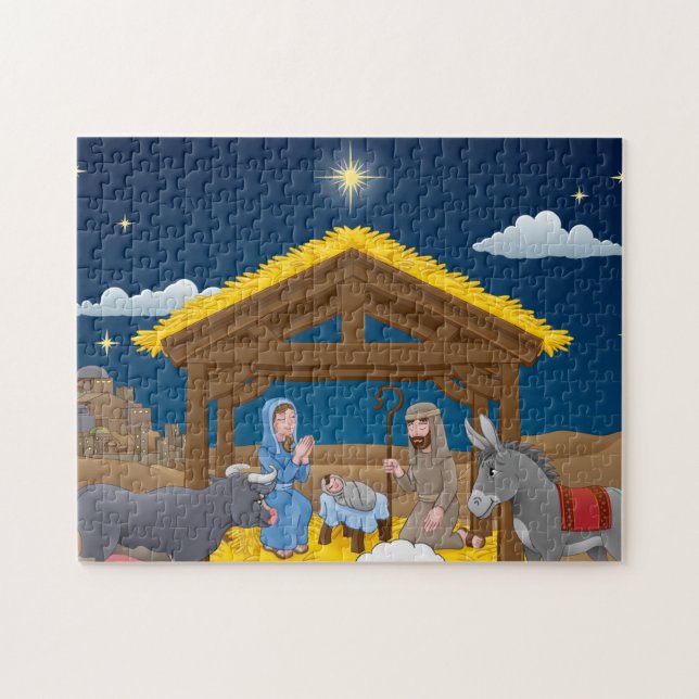 Puzzle Scène de la Nativité de Noël avec Baby Jesus (Horizontal)