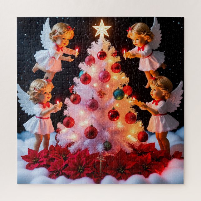 Puzzle Scène de l'Arbre de Noël des Anges pour s'amuser p (Vertical)