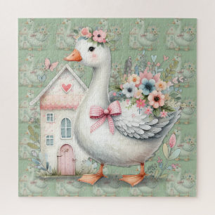 Puzzle Scène de maison florale de l'oie de cottage