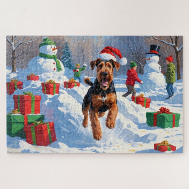 Puzzle Scène de neige festive de Noël à Airedale (Horizontal)