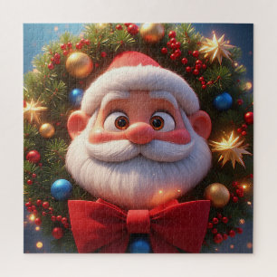Puzzle Scène de Noël avec le Père Noël en dessin animé po