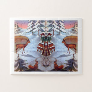 Puzzle Scène de Noël de cerfs et d'écureuils