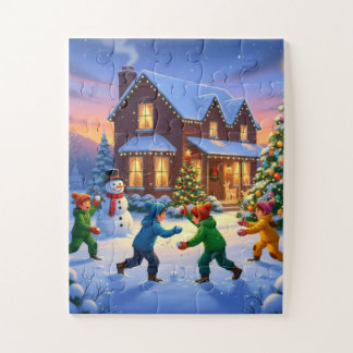 Puzzle Scène de Noël fantaisiste bataille de boules de ne