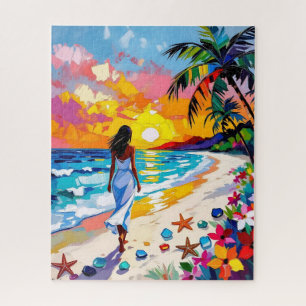 Puzzle Scène de plage abstraite au coucher du soleil vibr