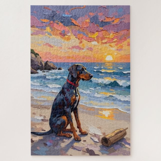Puzzle Scène de plage au coucher du soleil avec un Blueti (Vertical)