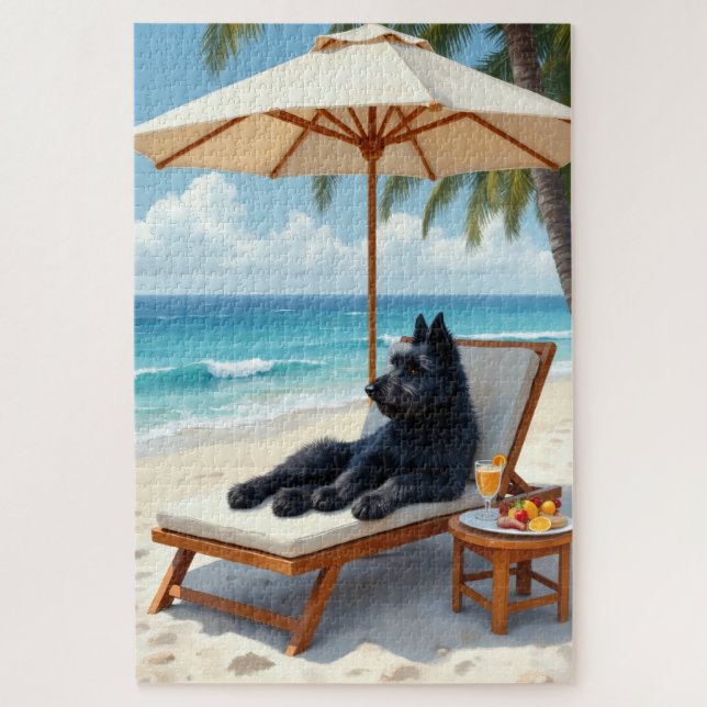 Puzzle Scène de plage luxueuse avec Bouvier des Flandres (Vertical)