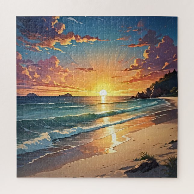 Puzzle Scène de plage Sérénité au coucher du soleil (Vertical)