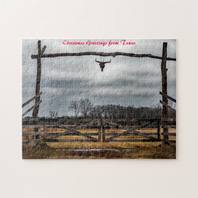 Puzzle Scène de ranch texan.Vœux de Noël (Horizontal)