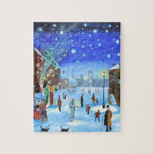 Puzzle Scène de rue de Noël Carol Scrooge