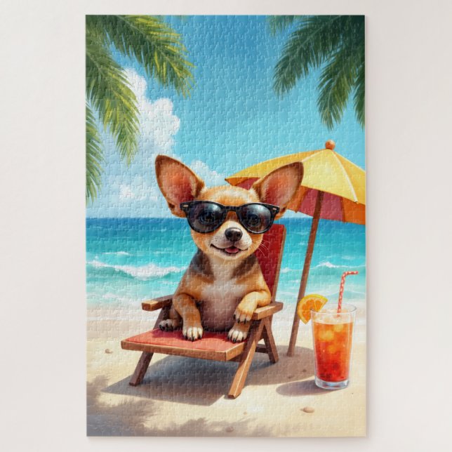 Puzzle Scène de salon de plage de Chihuahua (Vertical)