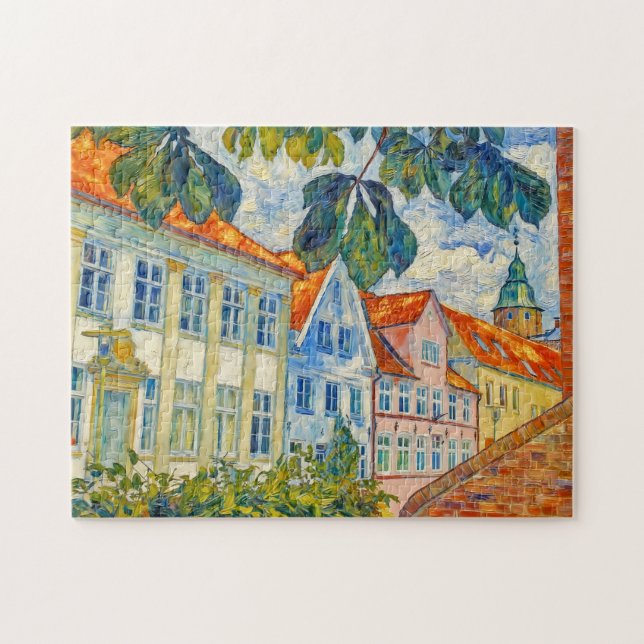Puzzle Scène de ville impressionniste à Glueckstadt avec  (Horizontal)