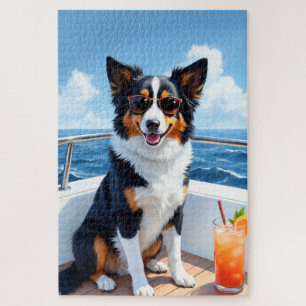 Puzzle Scène de yacht de luxe avec Border Collie