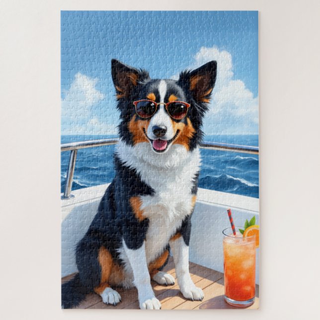 Puzzle Scène de yacht de luxe avec Border Collie (Vertical)
