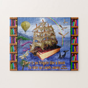 Puzzle Scène d'océan de bateau de livre avec la citation