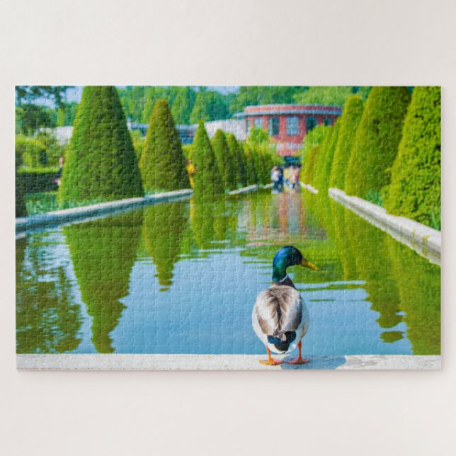 Puzzle Scène du parc Keukenhof avec canard, Pays-Bas (Horizontal)