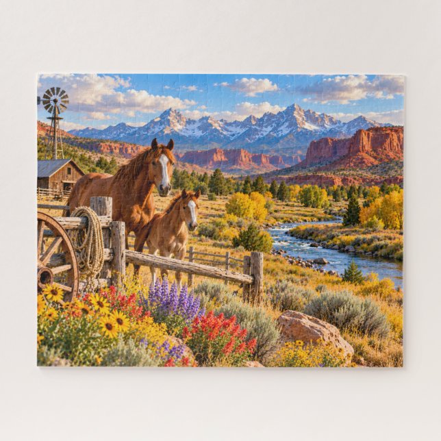 Puzzle Scène du Ranch du Cheval de Montagne (Horizontal)