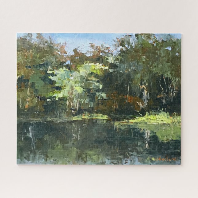 Puzzle Scène Forêt De Rivière Peinture Originale Difficil (Horizontal)