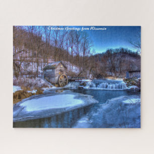 Puzzle Scène hivernale Wisconsin. Vœux de Noël