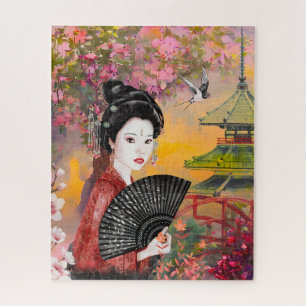 Puzzle Scène Japonaise Avec Une Femme