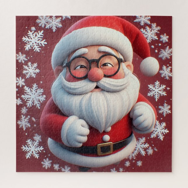 Puzzle Scène joyeuse de flocons de neige du Père Noël pou (Vertical)