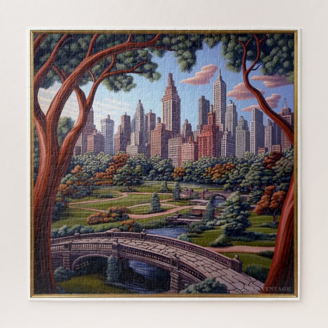 PUZZLE SCÈNE PEINTE D'UN PARC DE VILLE VERS 1900 (Vertical)