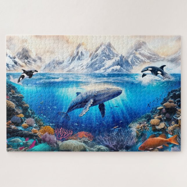 Puzzle Scène sous-marine à l'aquarelle (Horizontal)