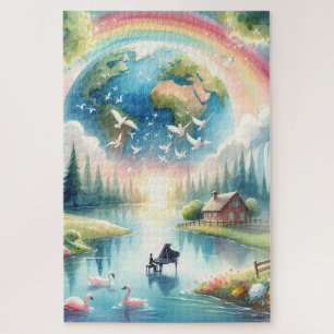 Puzzle Scène Whimsical Rainbow Earth Imaginaire