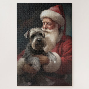 Puzzle Schnauzer avec Noël Festif du Père Noël