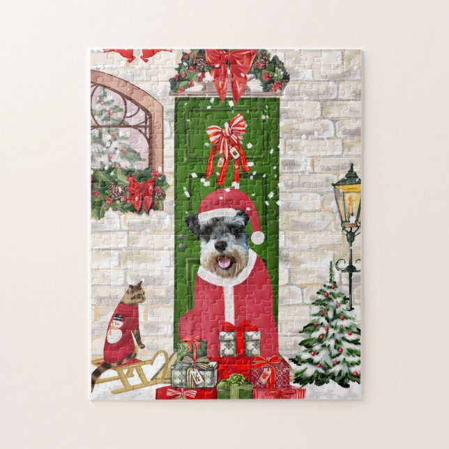 Puzzle Schnauzer Chien Noël (Vertical)