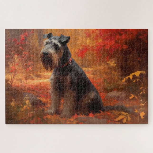Puzzle Schnauzer en automne Leaves Fall Inspire (Horizontal)