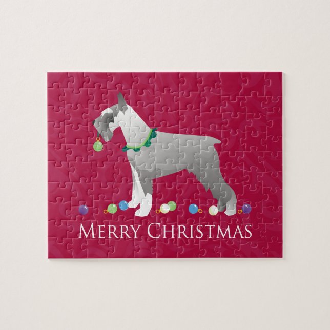 Puzzle Schnauzer Merry Christmas Design (Horizontal)