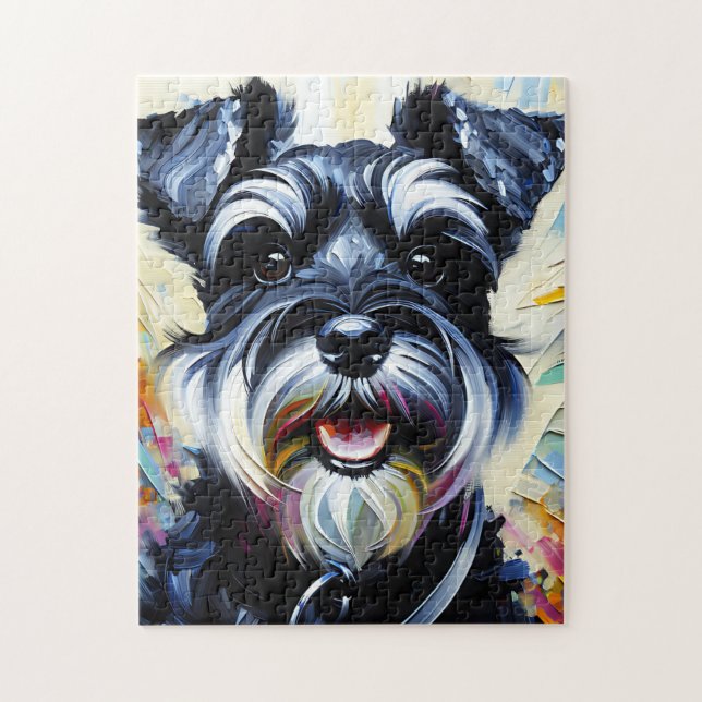 Puzzle Schnauzer miniature - Noir | Impression acrylique  (Vertical)