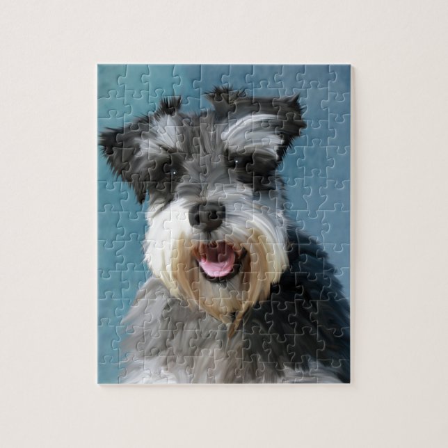 Puzzle Schnauzer Miniature peinture couleur de l'eau (Vertical)