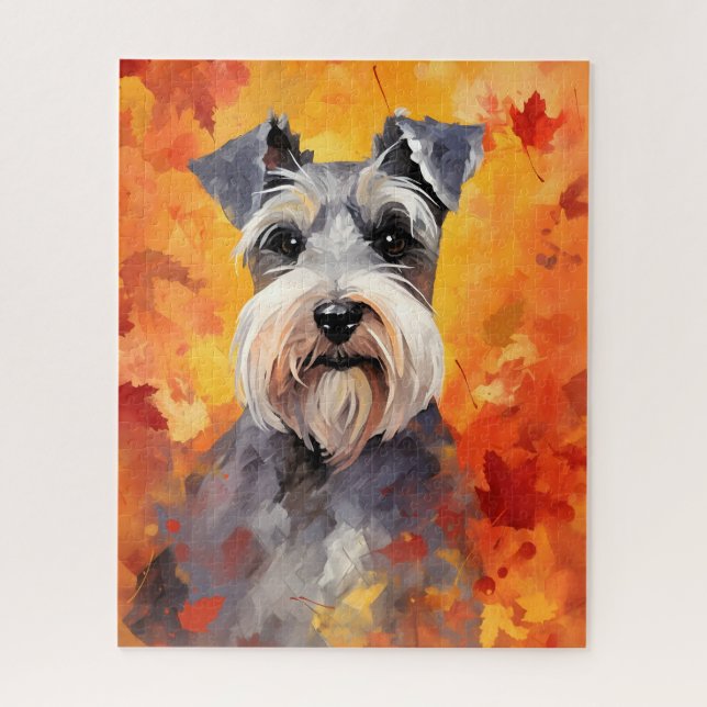 Puzzle Schnauzer miniature Thanksgiving d'automne (Vertical)