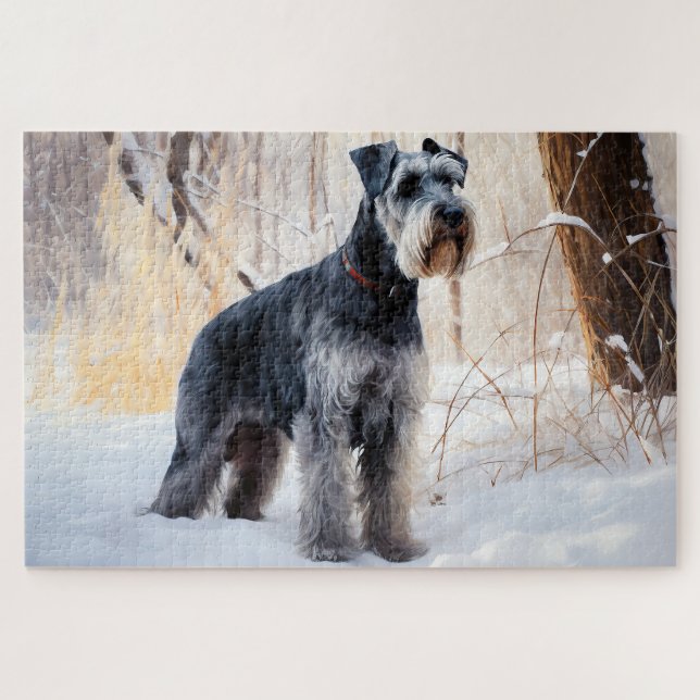 Puzzle Schnauzer Qu'il neige Noël (Horizontal)