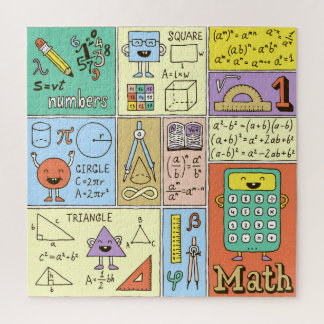 Puzzle Science des mathématiques, bannières vintages colo