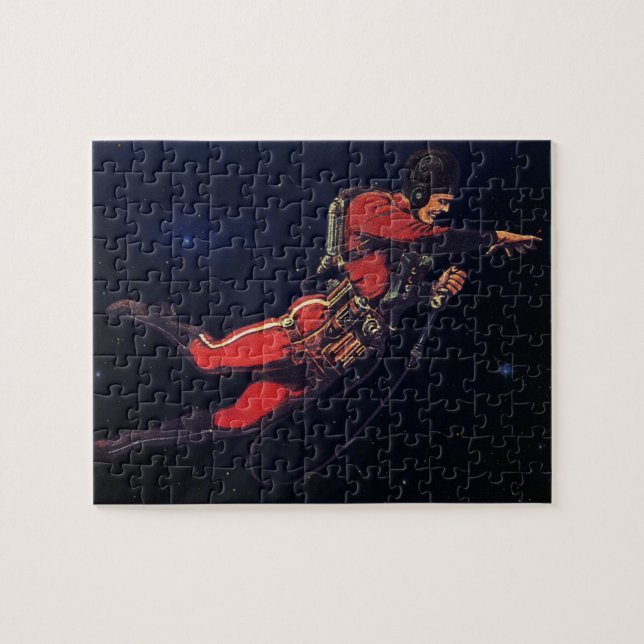 Puzzle Science-fiction vintage d'astronaute dans l'espace (Horizontal)