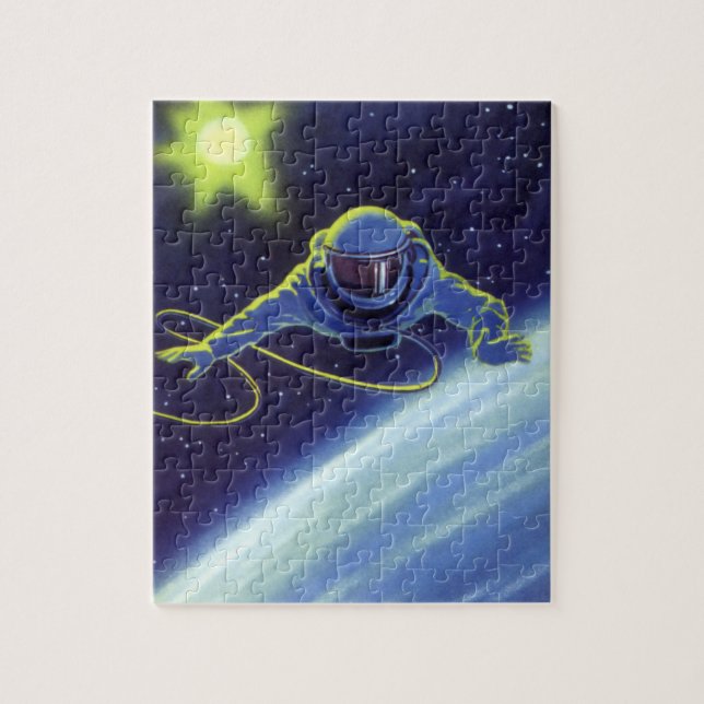 Puzzle Science-fiction vintage d'un astronaute en sortie  (Vertical)
