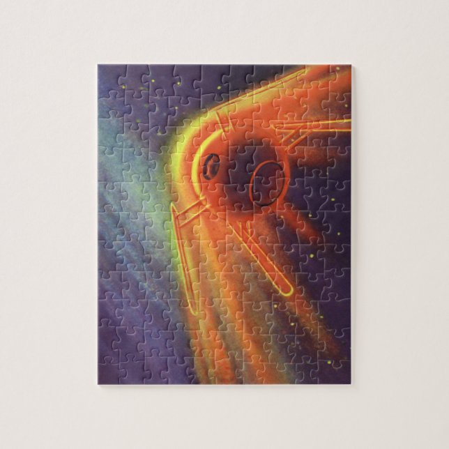 Puzzle Science-fiction vintage, fusée lumineuse dans l'es (Vertical)