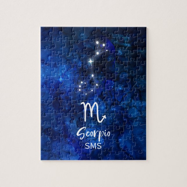 Puzzle Scorpio Zodiac Constellation Bleu Galaxie Monogram (Vertical)