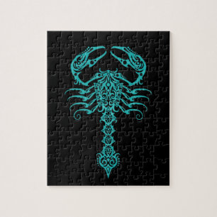 Puzzle Scorpion tribal bleu