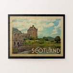 Puzzle Scotland Castle Vintage voyage<br><div class="desc">Design écossais de style Vintage voyage avec les magnifiques landes du château Eilean Donan.</div>