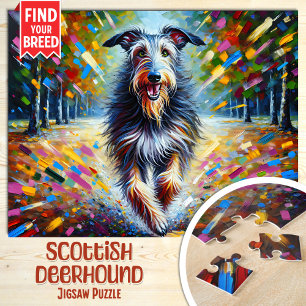 Puzzle Scottish Deerhound Dog Portrait Acrylique Art Impr