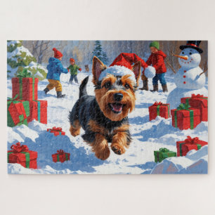 Puzzle Scottish Terrier coule la neige avec le Casquette 