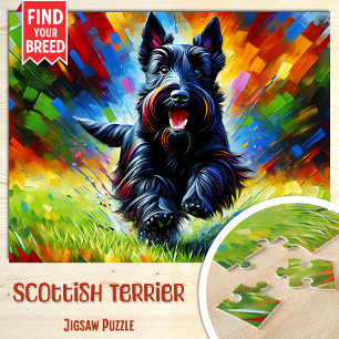 Puzzle Scottish Terrier Dog Portrait Acrylique Art