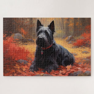 Puzzle Scottish Terrier en automne Leaves Fall Inspire