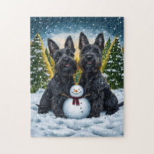 Puzzle Scottish Terriers et Winter Snowman